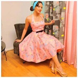 NWT Pinup Couture Ginger Atomic Pink Dress Size Small